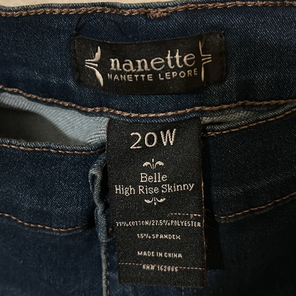 Nanette Lepore Dark Blue High Rise Skinny Jeans 20W nwt - Picture 2 of 3
